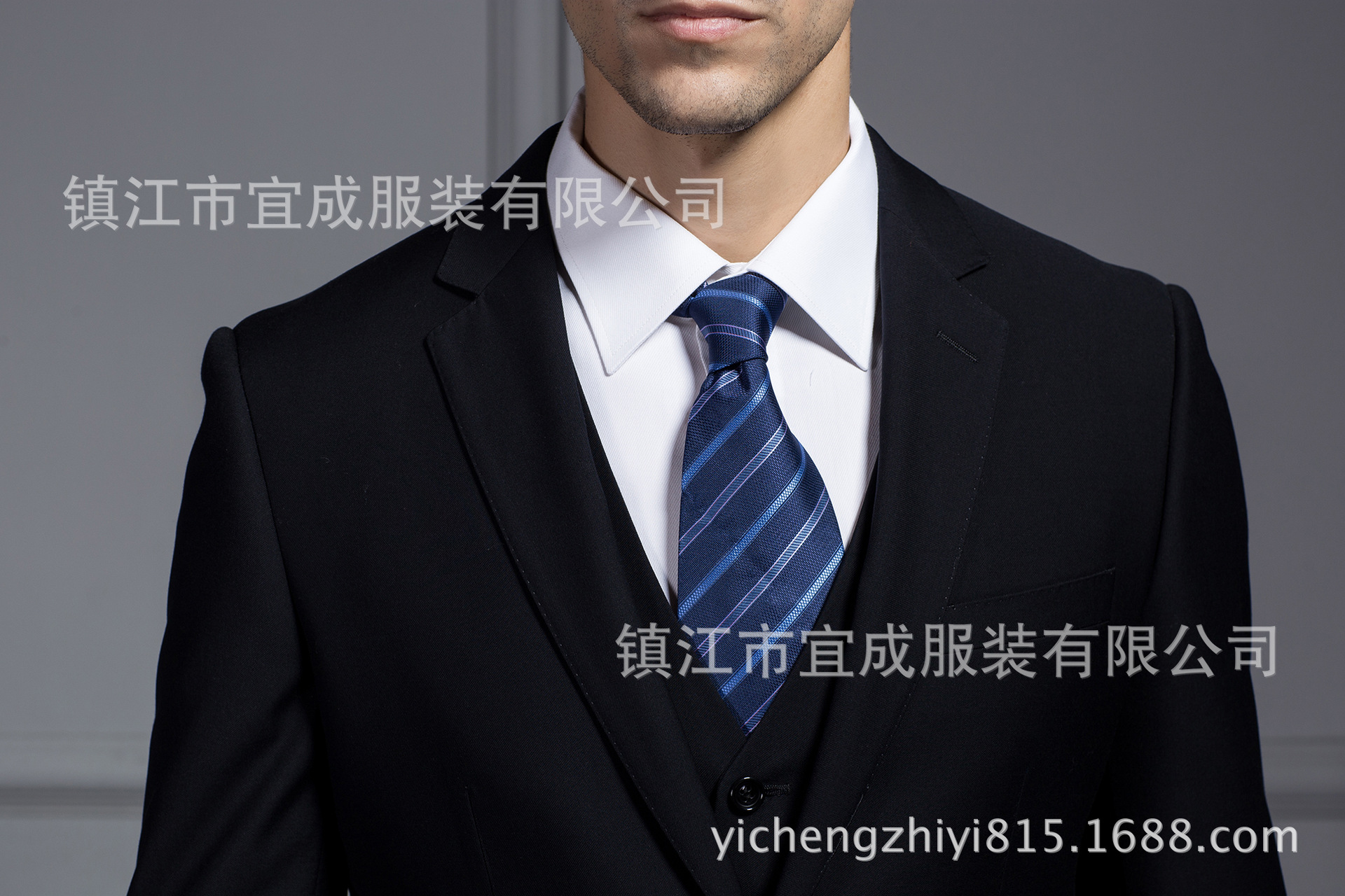 天津黑色商務休閑修身男士西服套裝