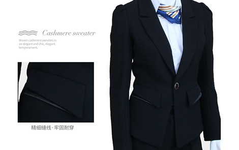 汕尾黑色時尚收腰面試職業(yè)女士西服套裝