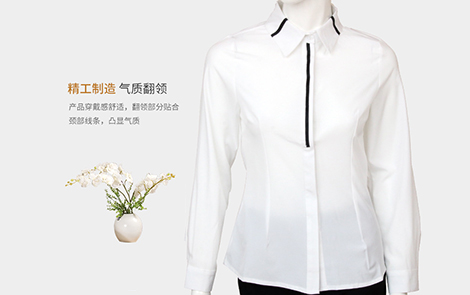 北京領面門襟黑條雪紡女士長袖襯衫